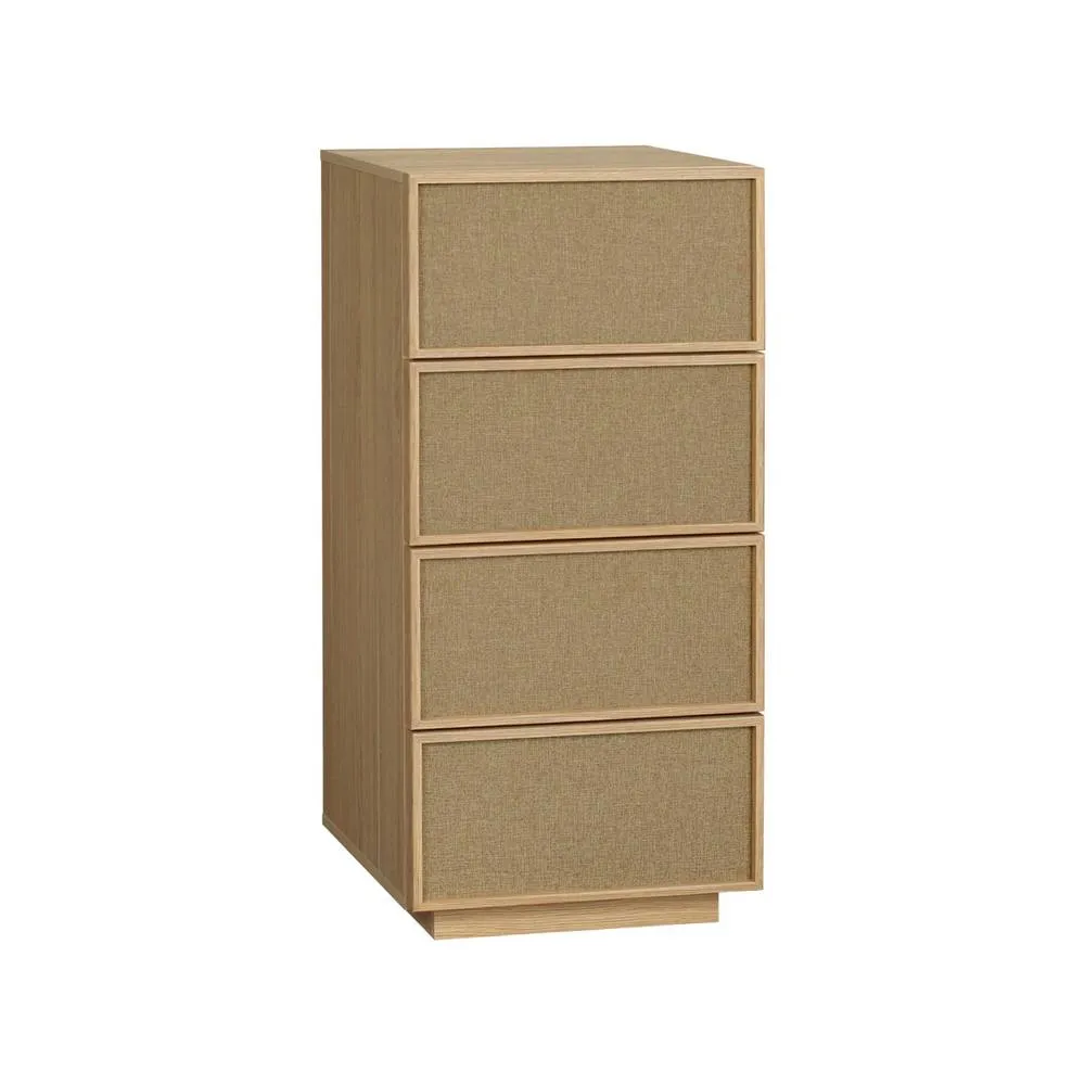 sweeek Tallboy chest of 4 drawers wood decor & fabric in Beige 2
