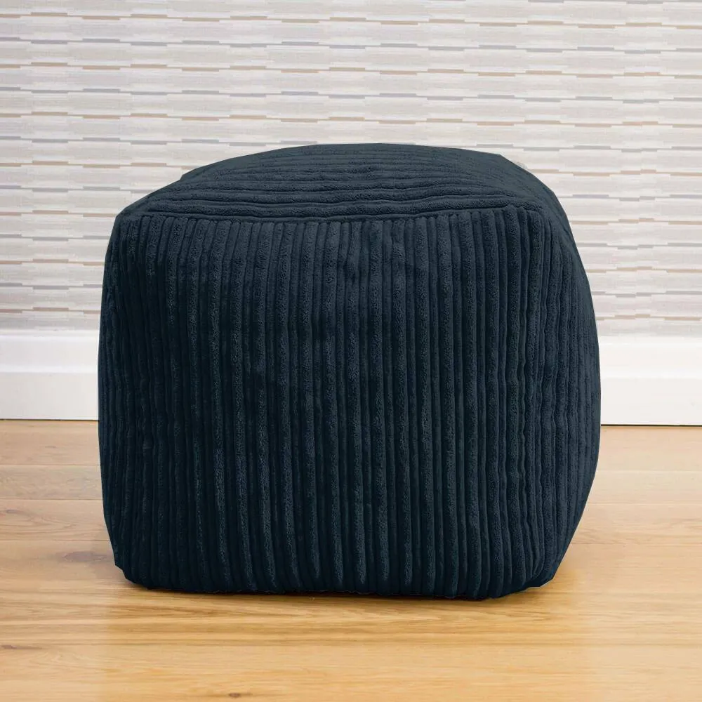 rucomfy Beanbags rucomfy Indoor Jumbo Cord Bean Bag Footstool - Cube Pouffe in Navy