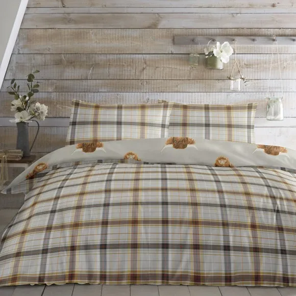Fusion Highland Cow Reversible Duvet Cover & Pillowcase Set 2