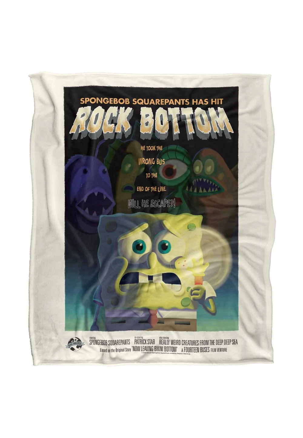Spongebob Rock Bottom Silky Touch Super Soft Throw Blanket 152 X 127 cm in White