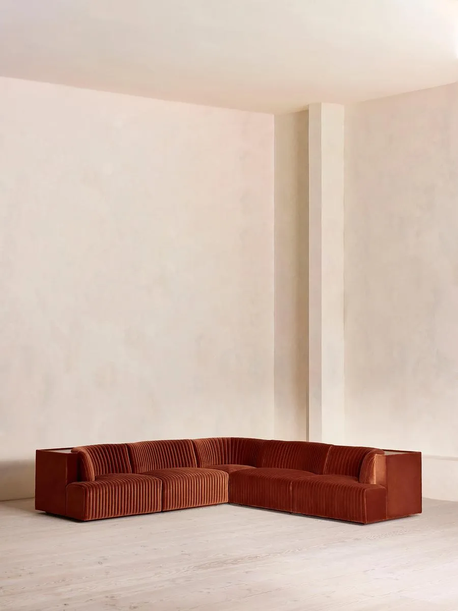 Hamish Modular Sofa, Corner Sofa, Velvet, Rust