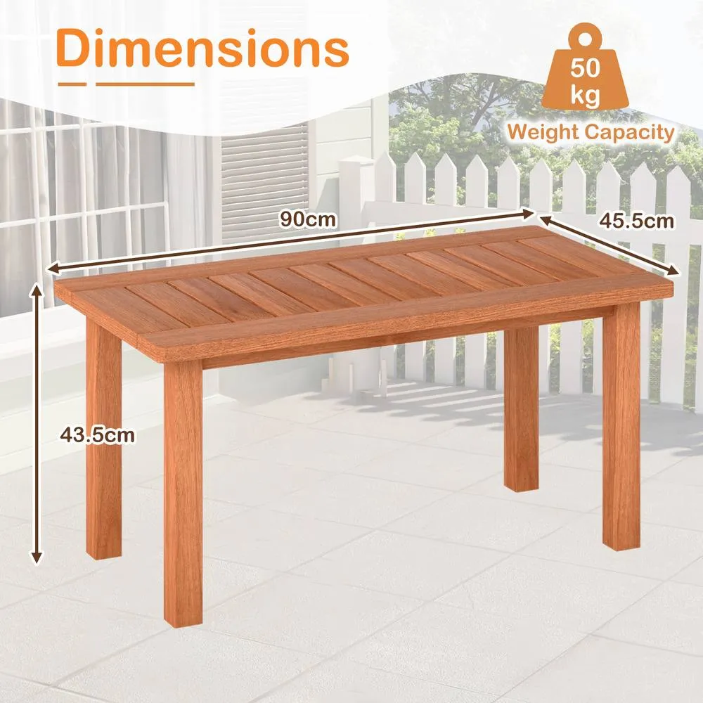 Costway Modern Patio Coffee Table Outdoor Indoor Wooden Side Table in Natural 2