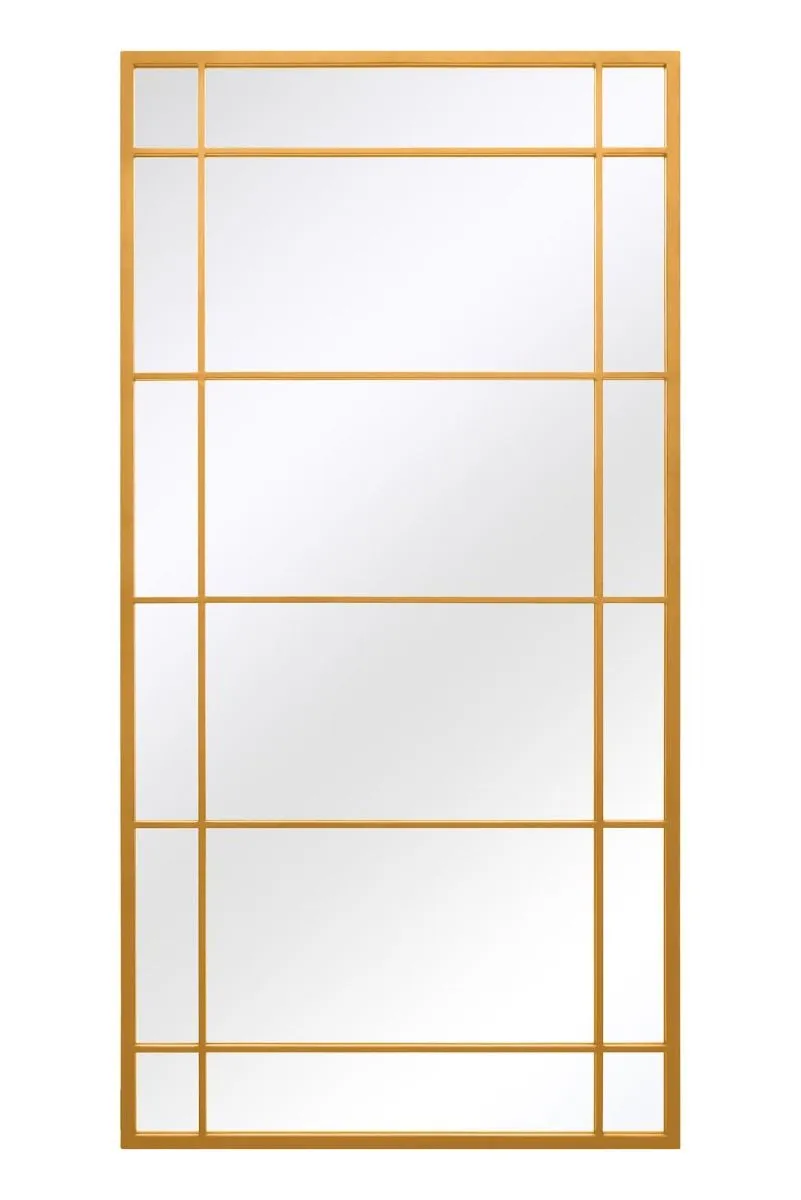 MirrorOutlet Gold Metal Framed Window Wall or Leaner Mirror 63" X 31" (160 X 80CM) 3