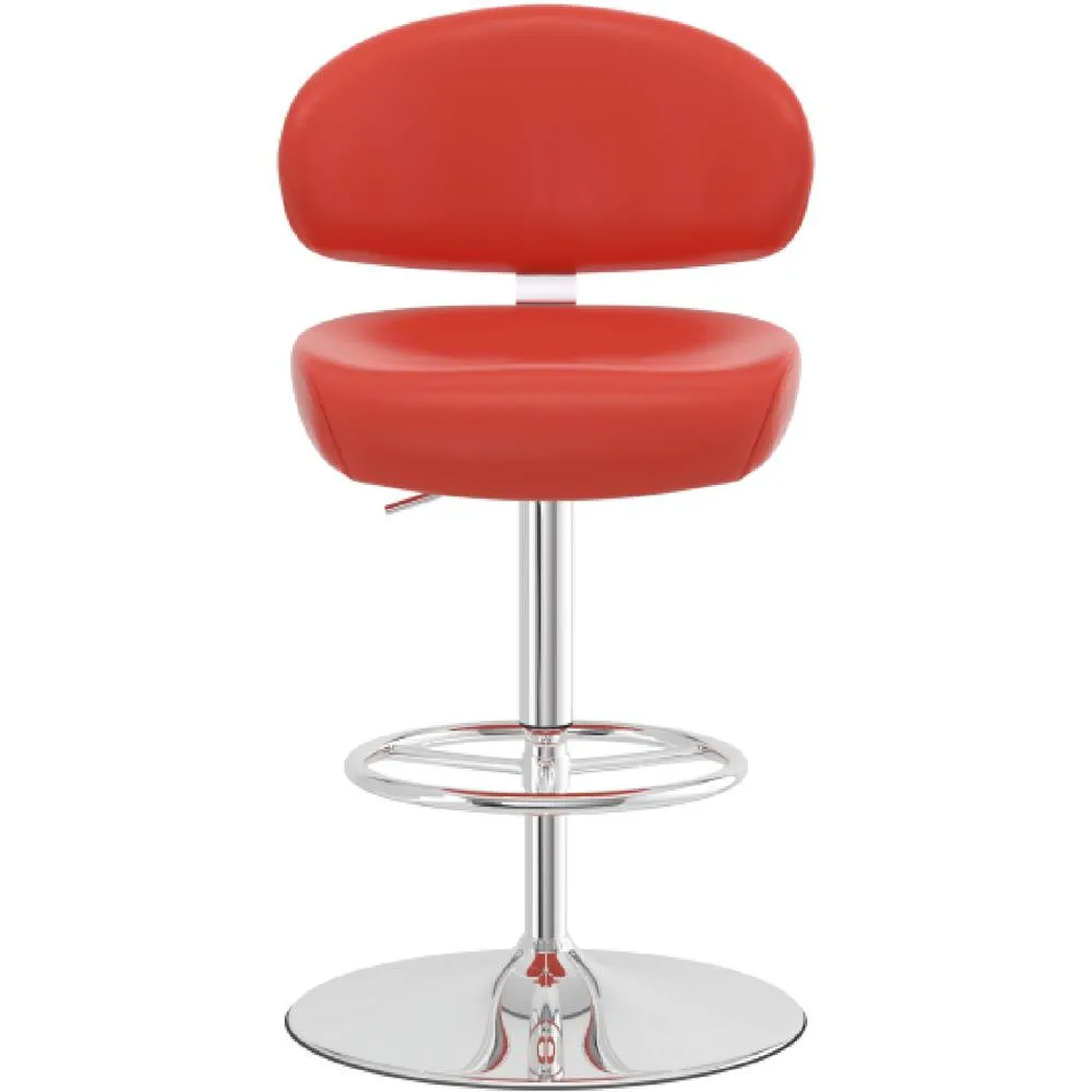 netfurniture Monarch Bar Stool Padded Faux Leather Adjustable Swivel Seat Red 2