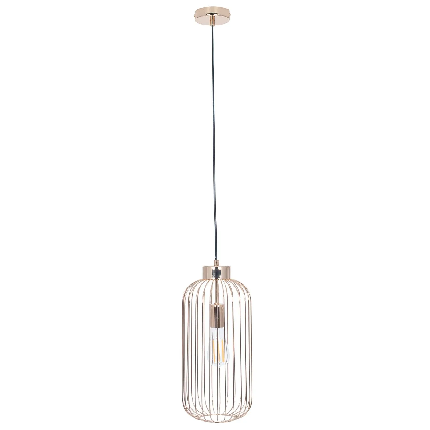 Tall French Wire Pendant, Gold Metal