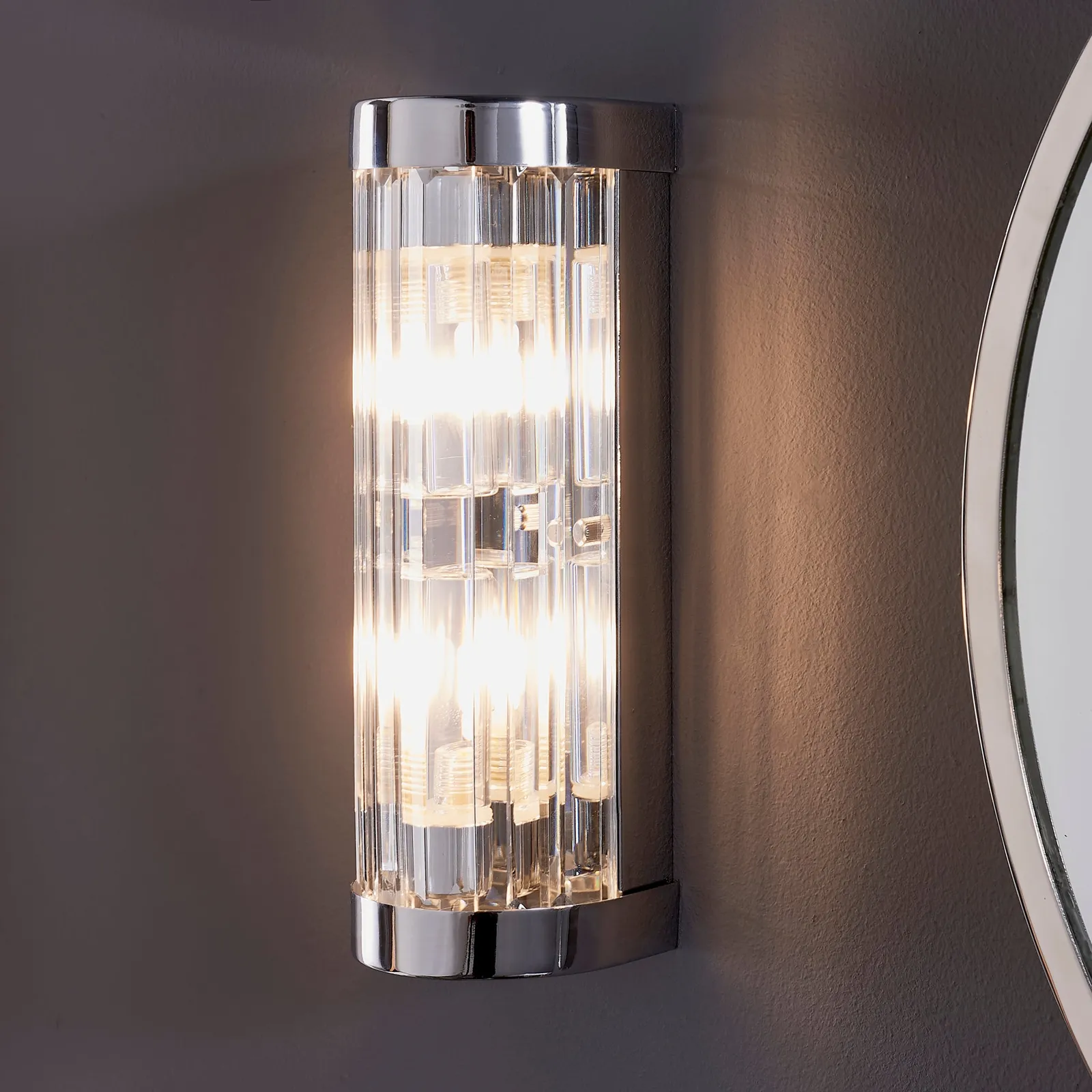 Vogue Crystal Shimmer 2 Light Bathroom Wall Light Chrome