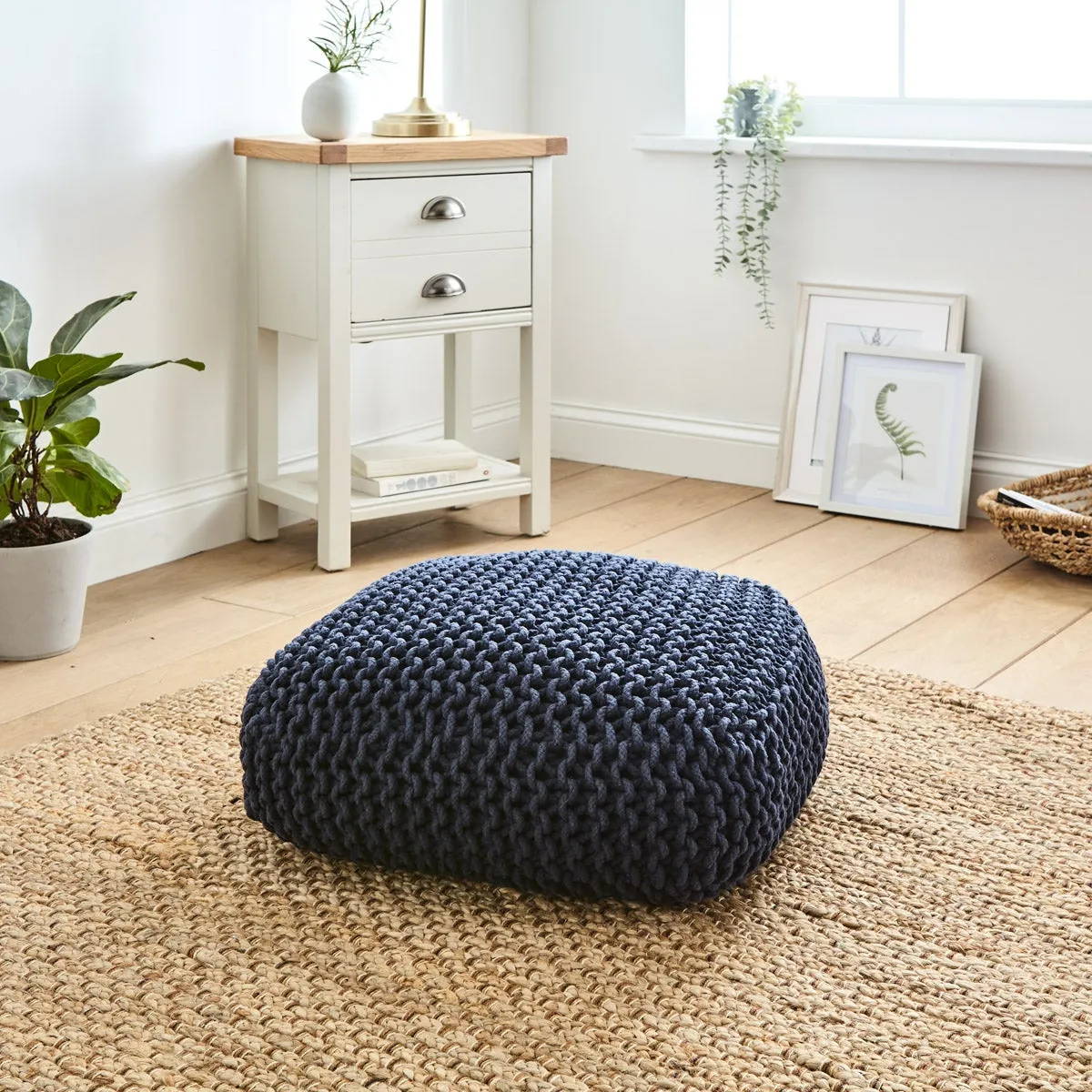 Hand Woven Pouffe Navy