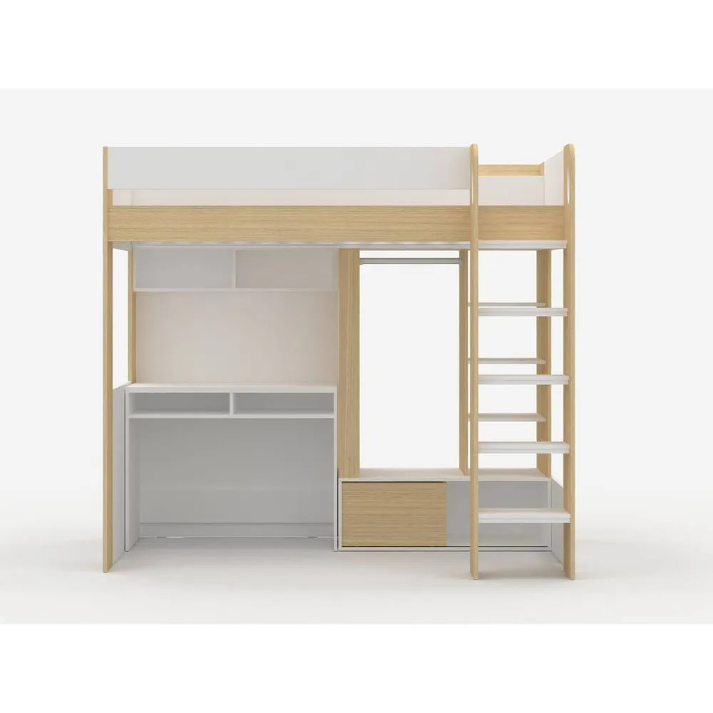 Flair Hampton Single High Sleeper Bed with Desk & Wardrobe in Light Oak 5