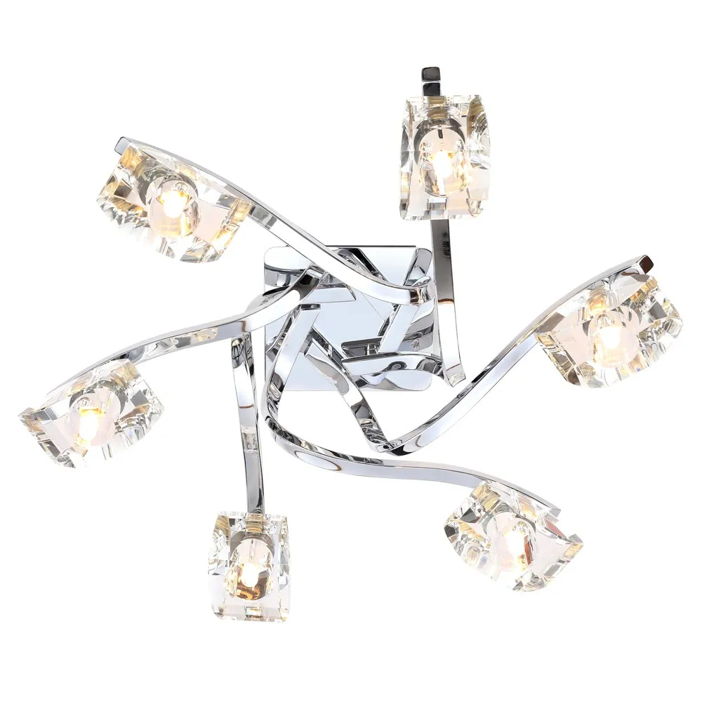 Bella 6 Light Flush Ceiling Light, Chrome