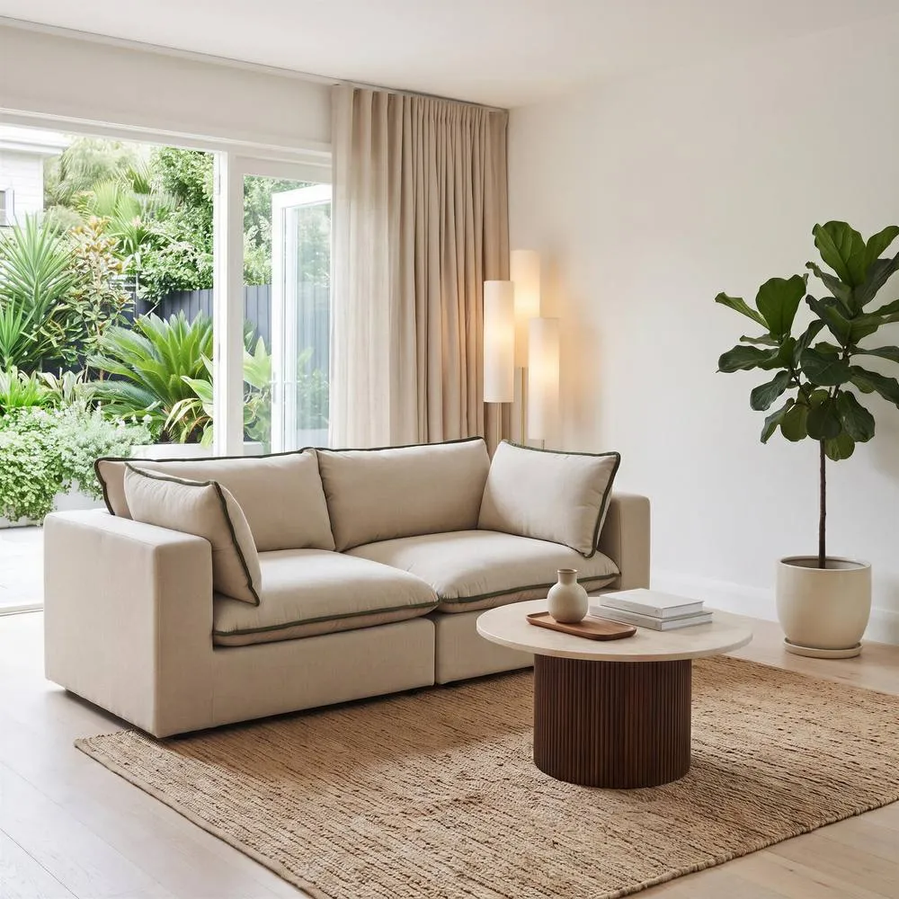 FurnitureboxUK Echo Linen-Look Fabric 2 Seater Modular Sofa 5