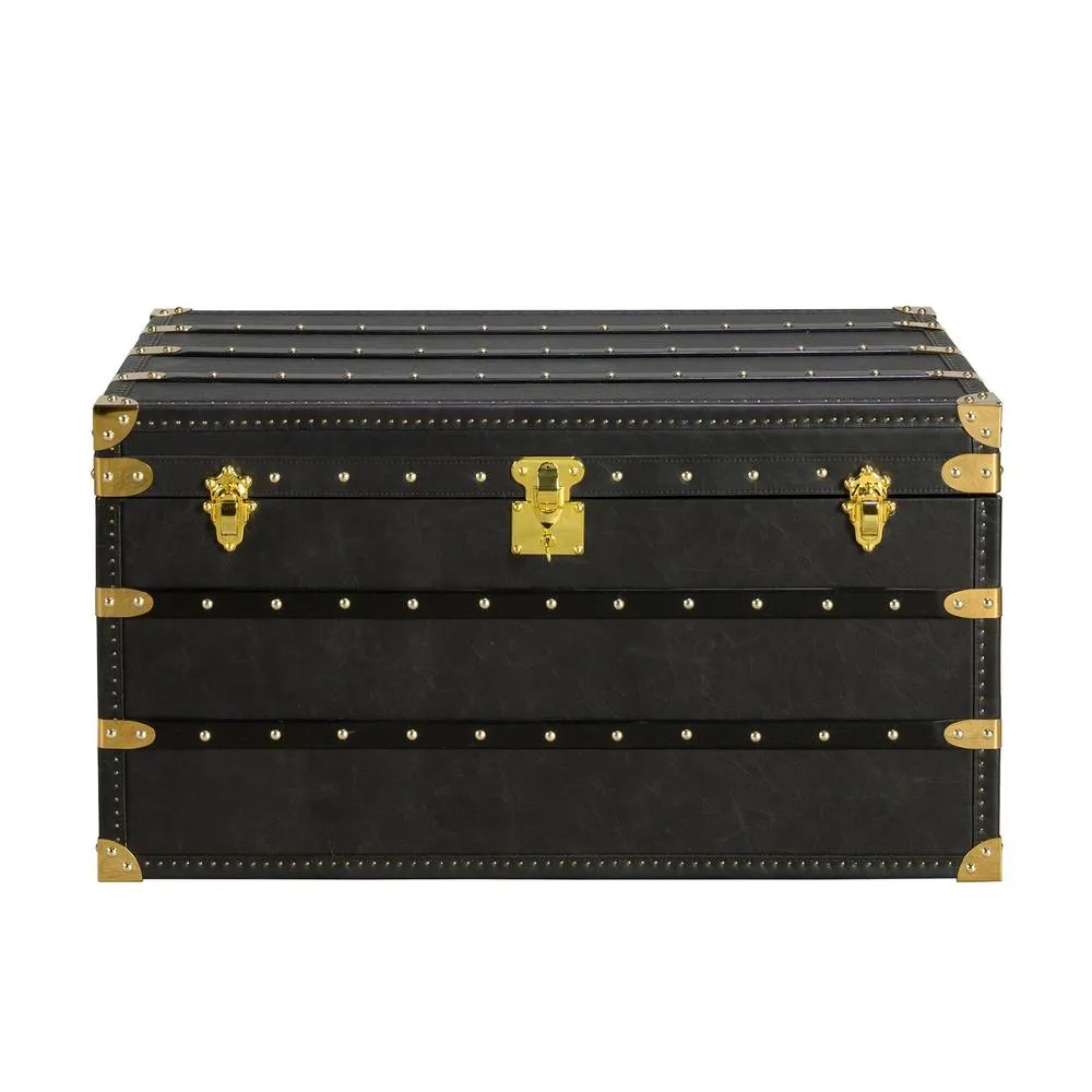 Angel Cerda Black Cowhide Leather Storage Trunk, 93x54x50 cm 2