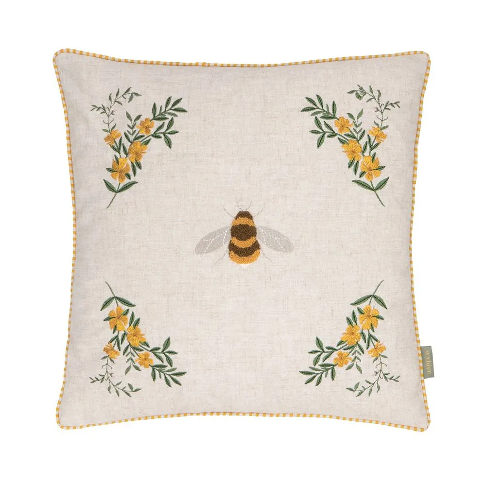 Wylder Ramble Bee Tufted Cushion in Light Beige 2