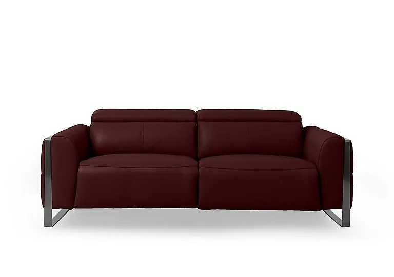 Gisella Leather 3 Seater Sofa - Ruby