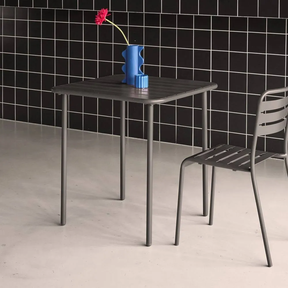 sweeek 2-seater Square Steel Garden Table in Dark Grey 4