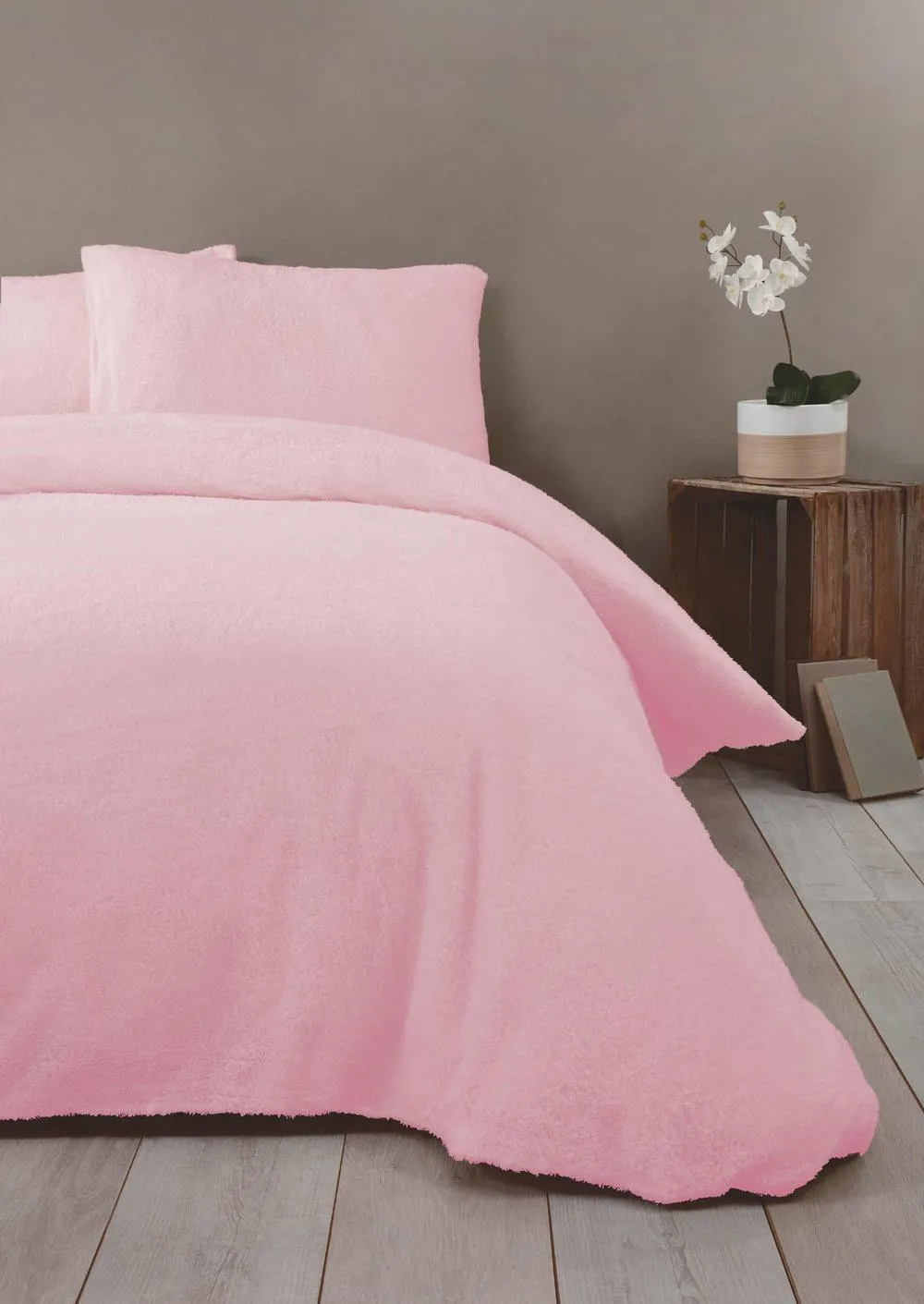 Rapport Home Teddy Fleece Polyester Duvet Cover Set With Pillowcase in Pink