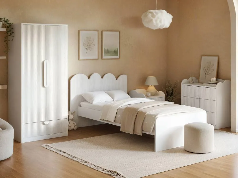 Flair Calista Ribbed Chest of 3 Drawers in White 3