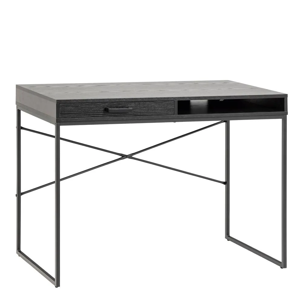 Furniture To Go Seaford 1 Drawer Office Desk in Ash Black