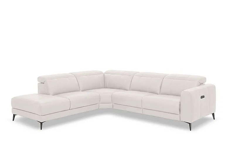 Ezra Leather Power Recliner Chaise End Left Hand Facing Corner Sofa with Power Headrests - Cotton - Sofas and Armchairs - In Time for Christmas