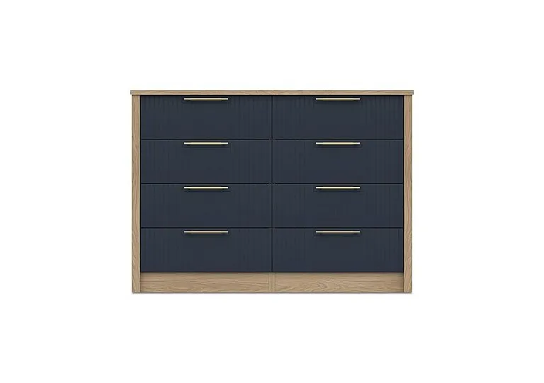 Chelsea 8 Drawer Wide Chest with Gold Handles - Royal Blue