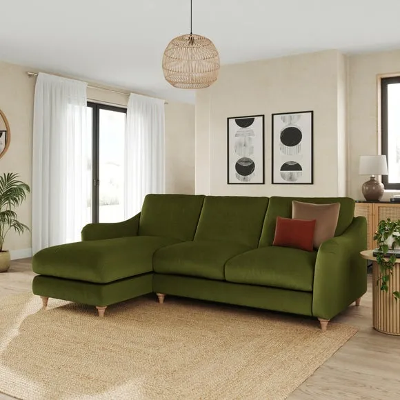 Hattie Matte Plush Velvet Corner Chaise Sofa 1