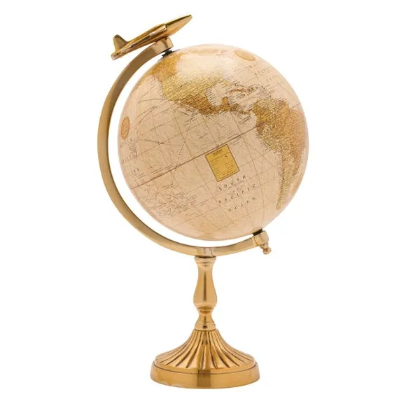 Harvey Makin Gold Globe Ornament with Plane 3