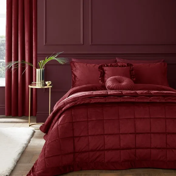 Catherine Lansfield Kingsley Matt Velvet Quilted Bedspread