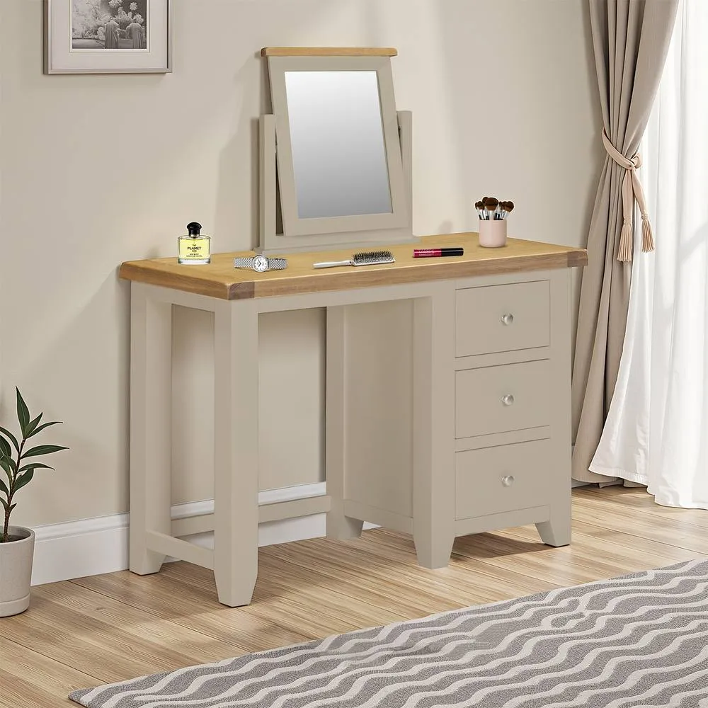 Seconique Windsor 3 Drawer Dressing Table (Fully Assembled) - Putty/Oak in Beige 6