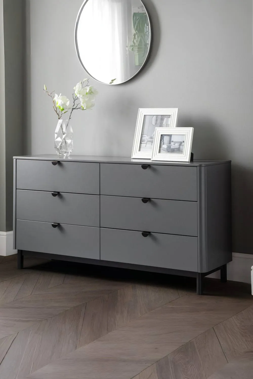 Julian Bowen Chlo 6 Drawer Wide Chest in Dark Grey