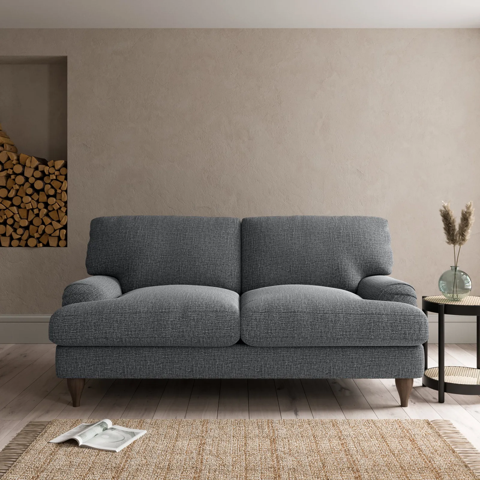Darwin Slub Cotton Blend 2 Seater Sofa Slub Cotton Black