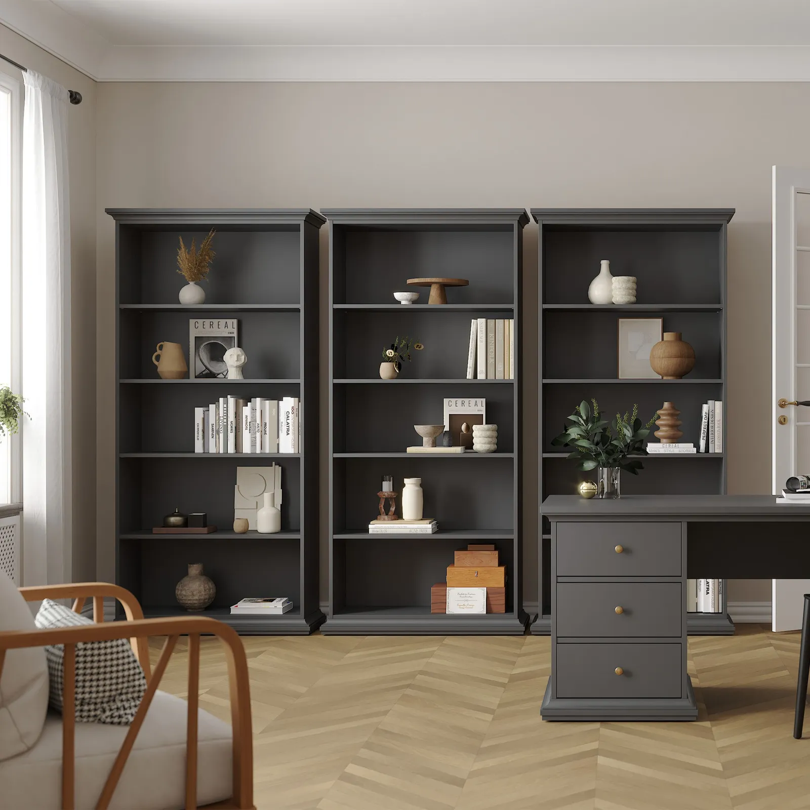 Furniture To Go Paris Tall Bookcase in Matt Grey 5