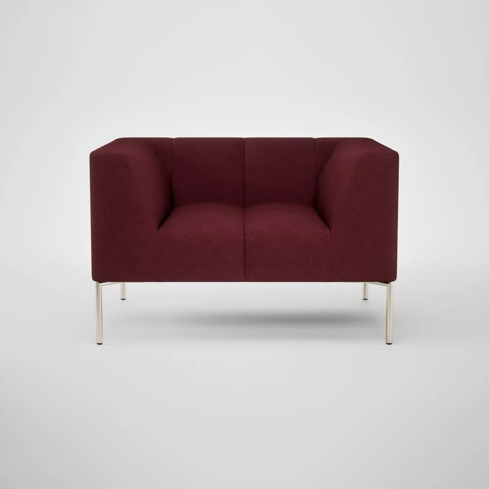 Heal's Quadro Armchair St Moritz Wool Teal 149 Stainless Steel Feet 2