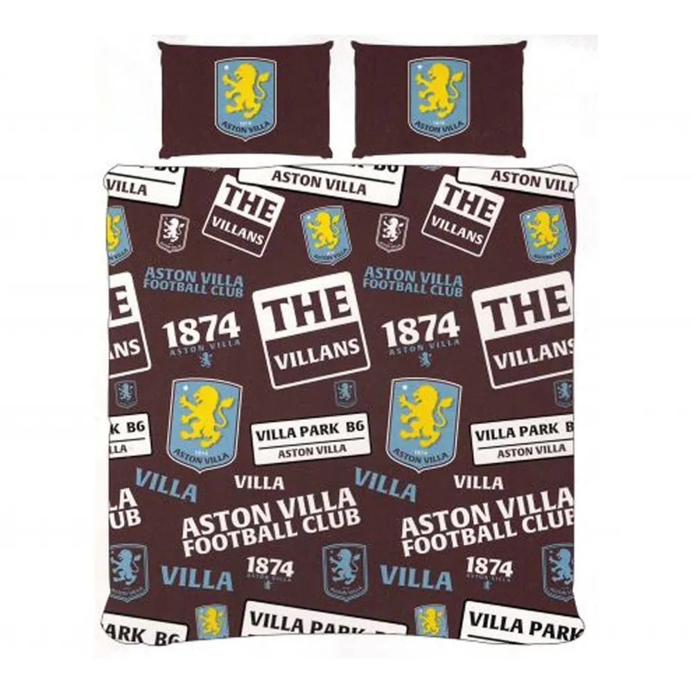 Aston Villa FC Patch Duvet Cover Set in Dark Red