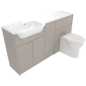 Deccado Benham Soft Suede Left Hand 1500mm Fitted Vanity & Toilet Pan Unit Combination with Left Hand Basin 2
