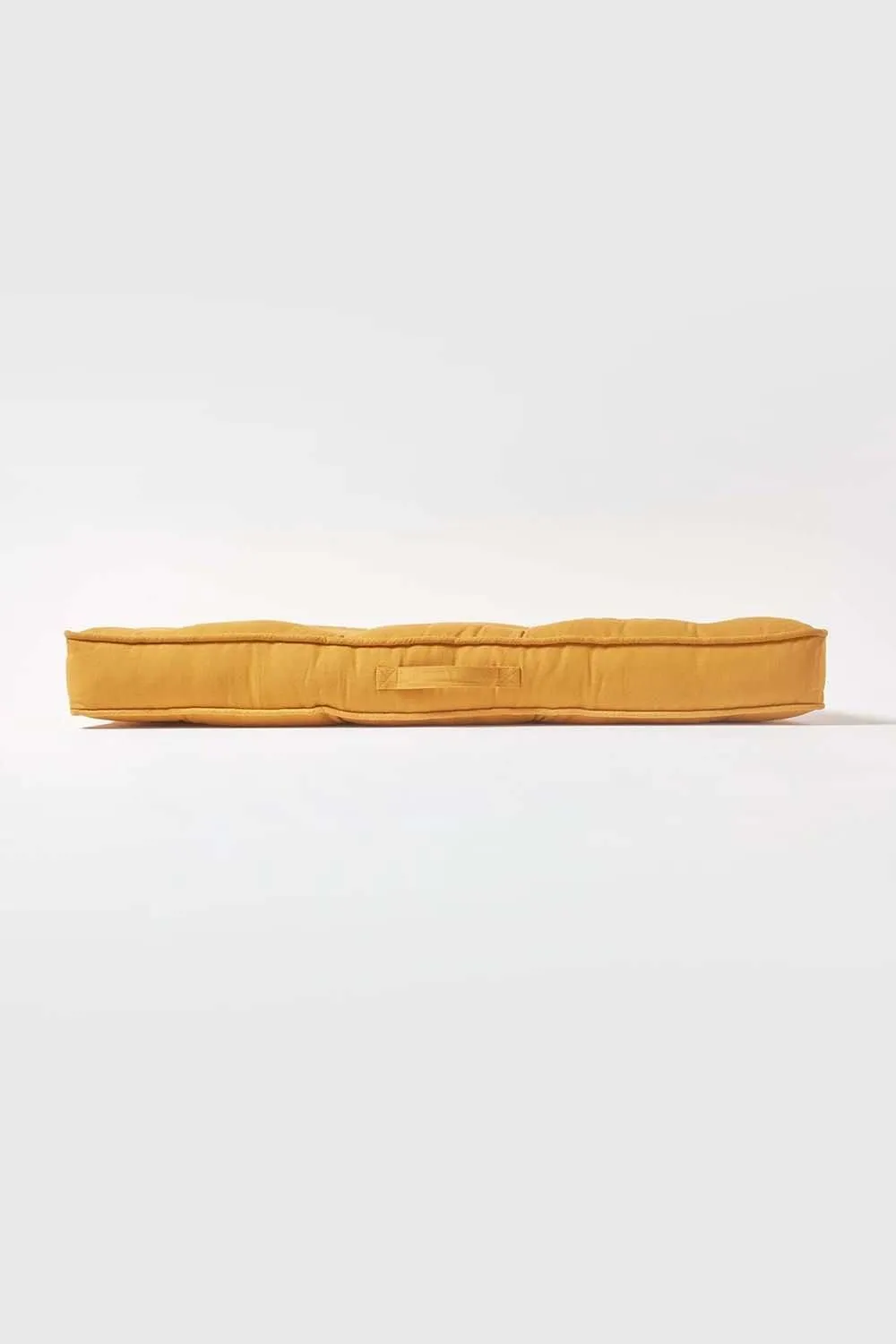 Homescapes Cotton 2 Seater Booster Cushion in Mustard 5