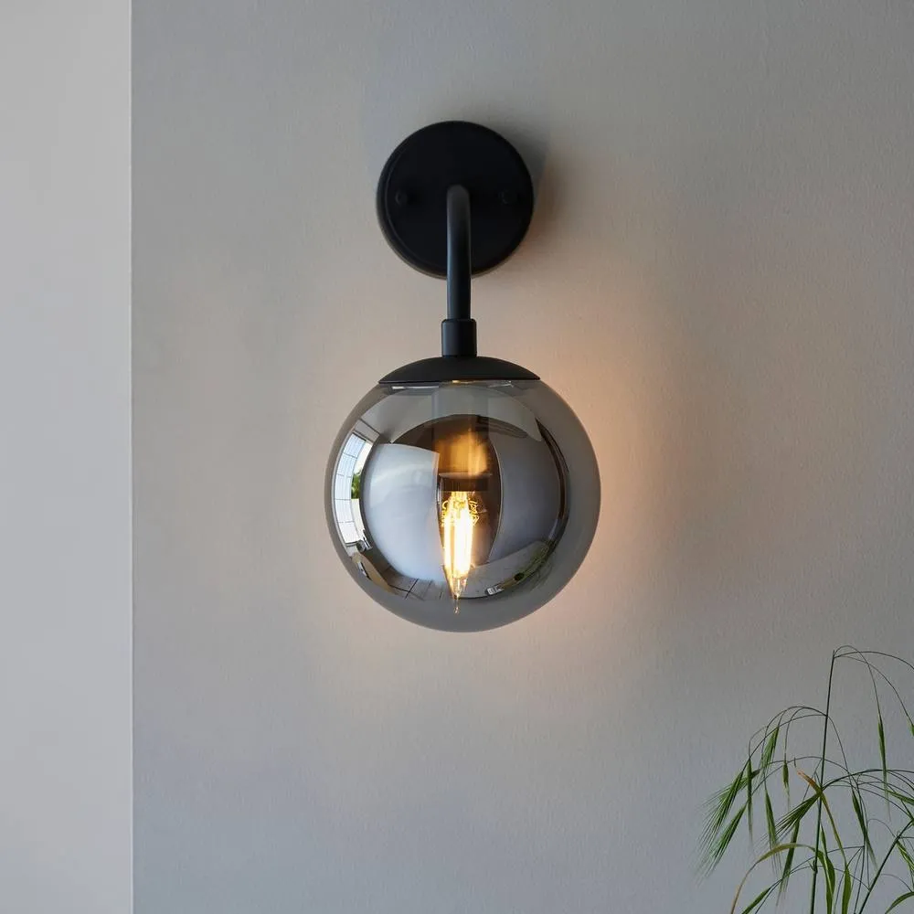 Netlighting Trieste Wall Lamp Matt Black Smoked Mirror Glass 4