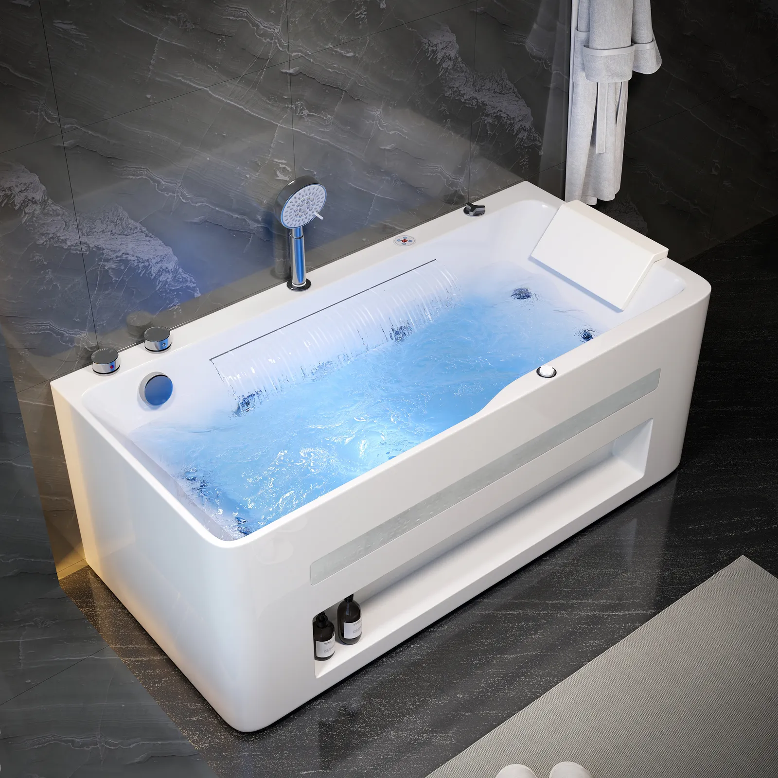 150 cm Whirlpool Bathtub with Thermostatic Control & Massage Jets & LED Lighting