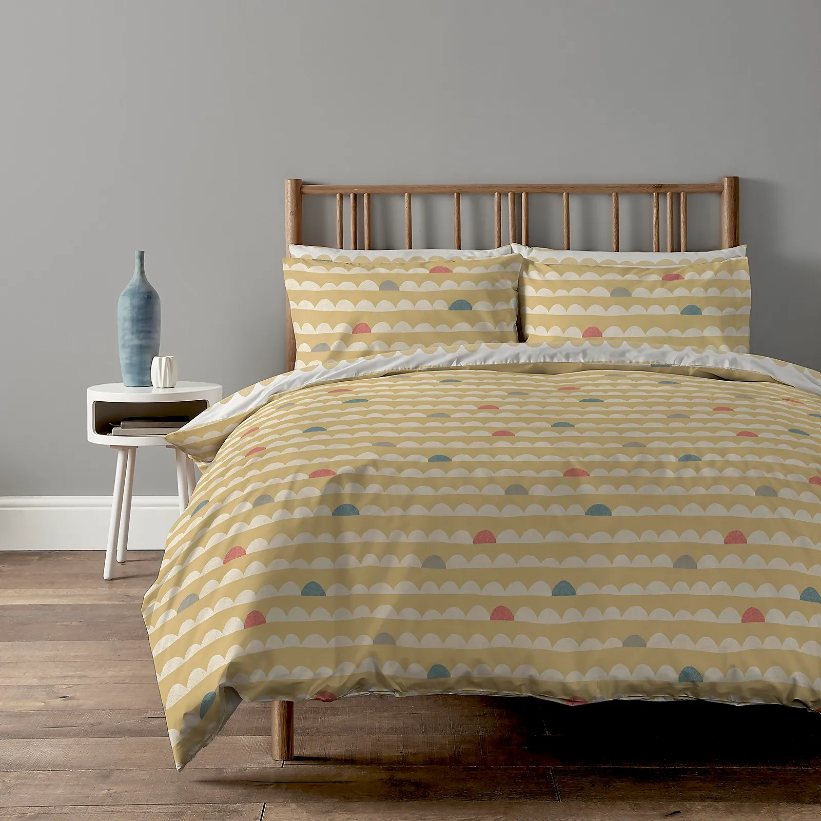 Copenhagen Home Scandi Waves Reversible Bedset - Double - Ochre