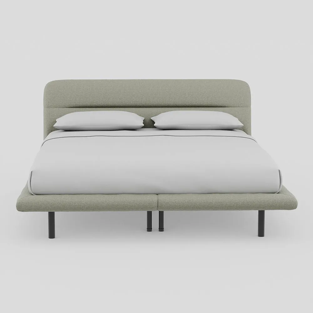 Heal's Gia Bed Super King Siena Cotton Pistachio Slats, Black Feet 1