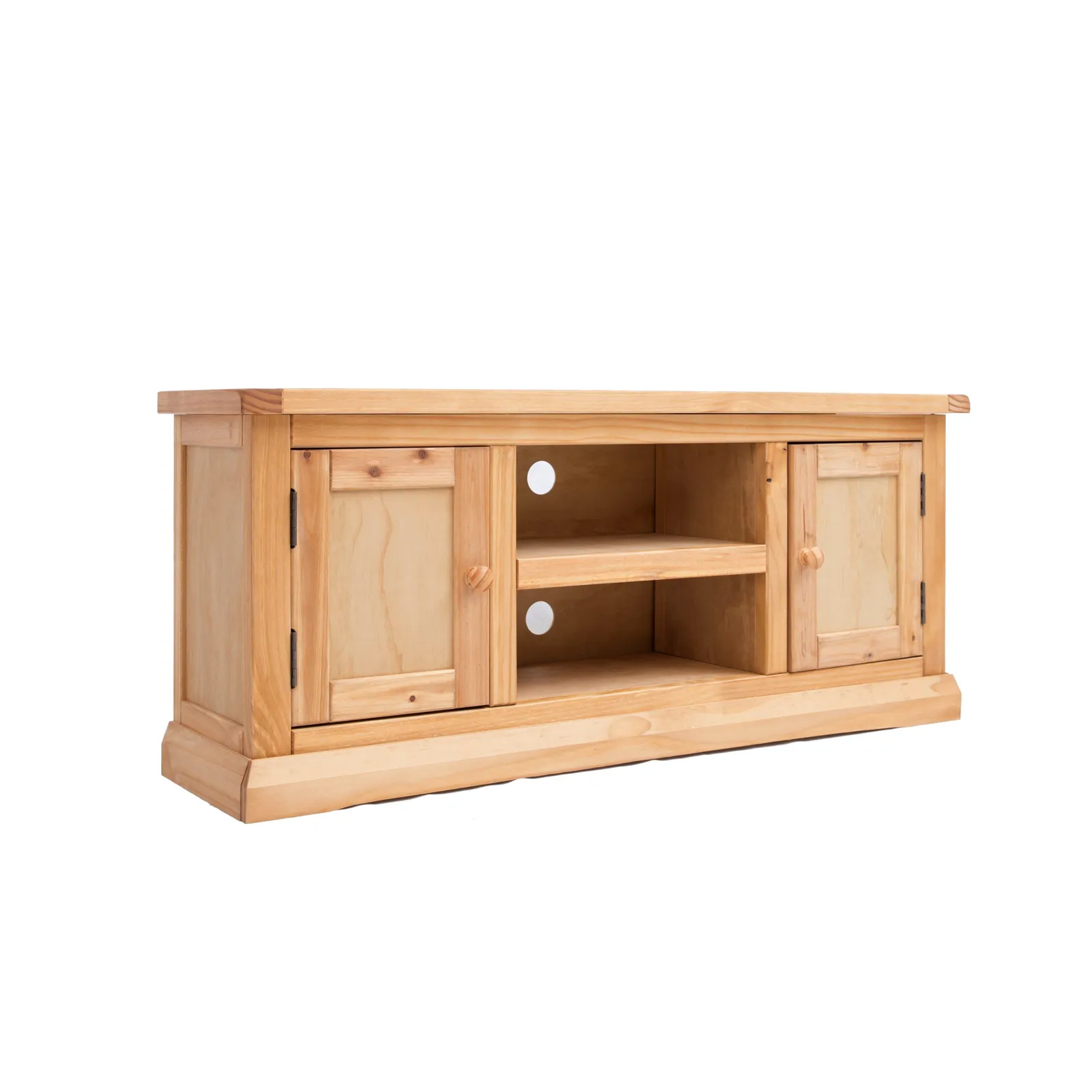 Cabinet Bits Lucca Waxed 2 Door TV Cabinet Wood Knob in Light Brown 2