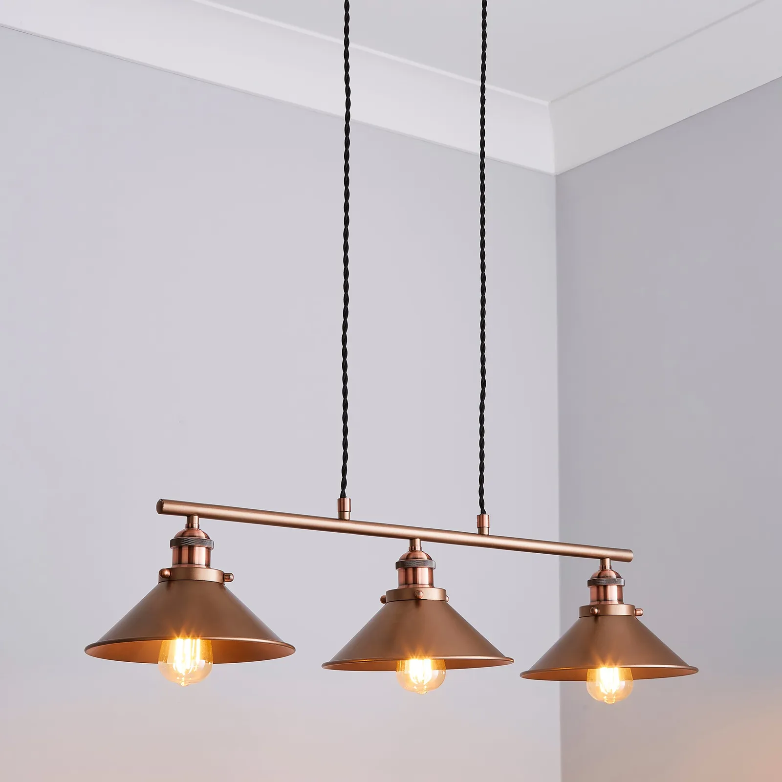 Logan 3 Light Diner Ceiling Fitting Brown
