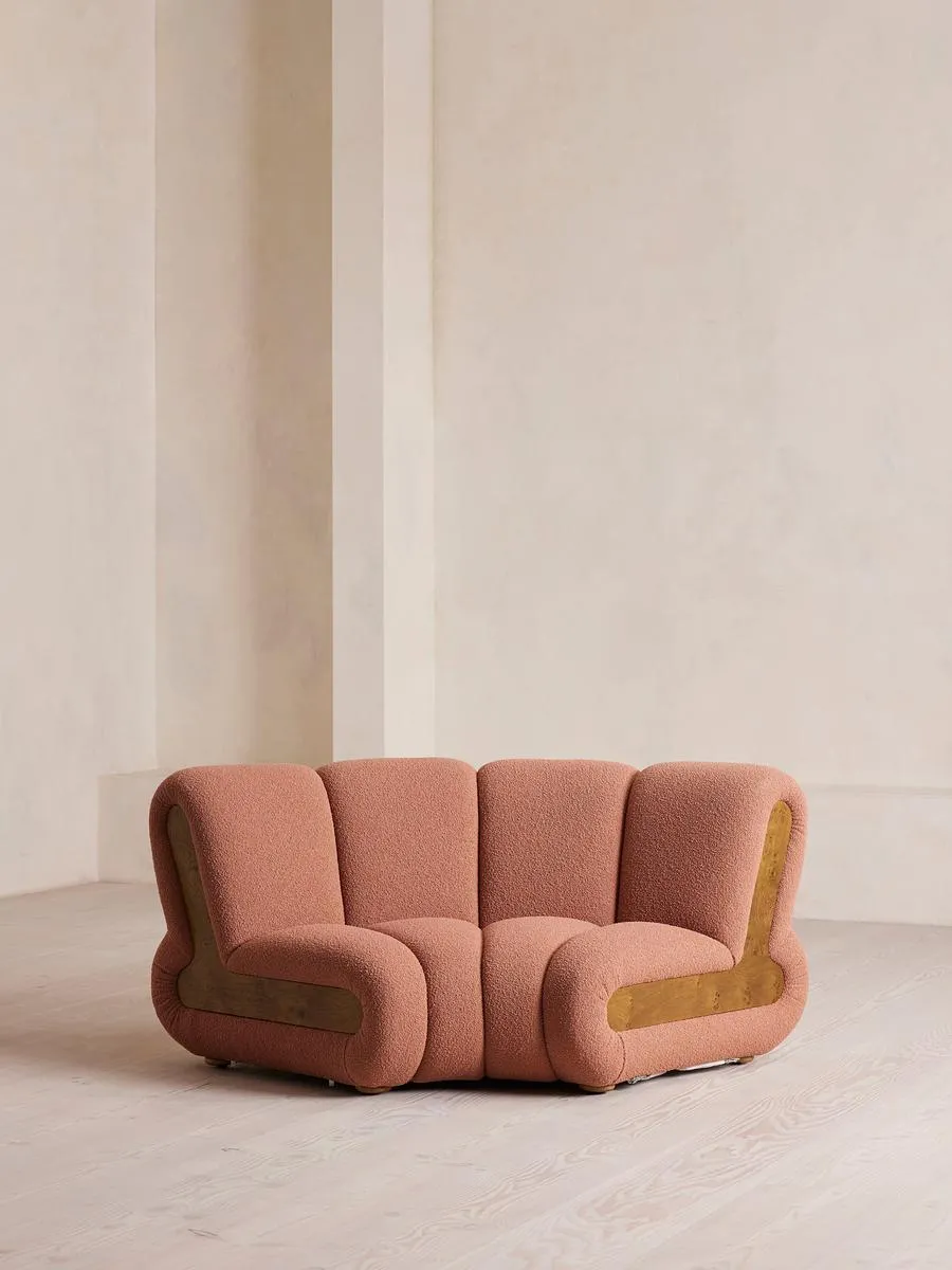 Noelle Modular Curved Armchair, Textured Wool Boucle, Coral
