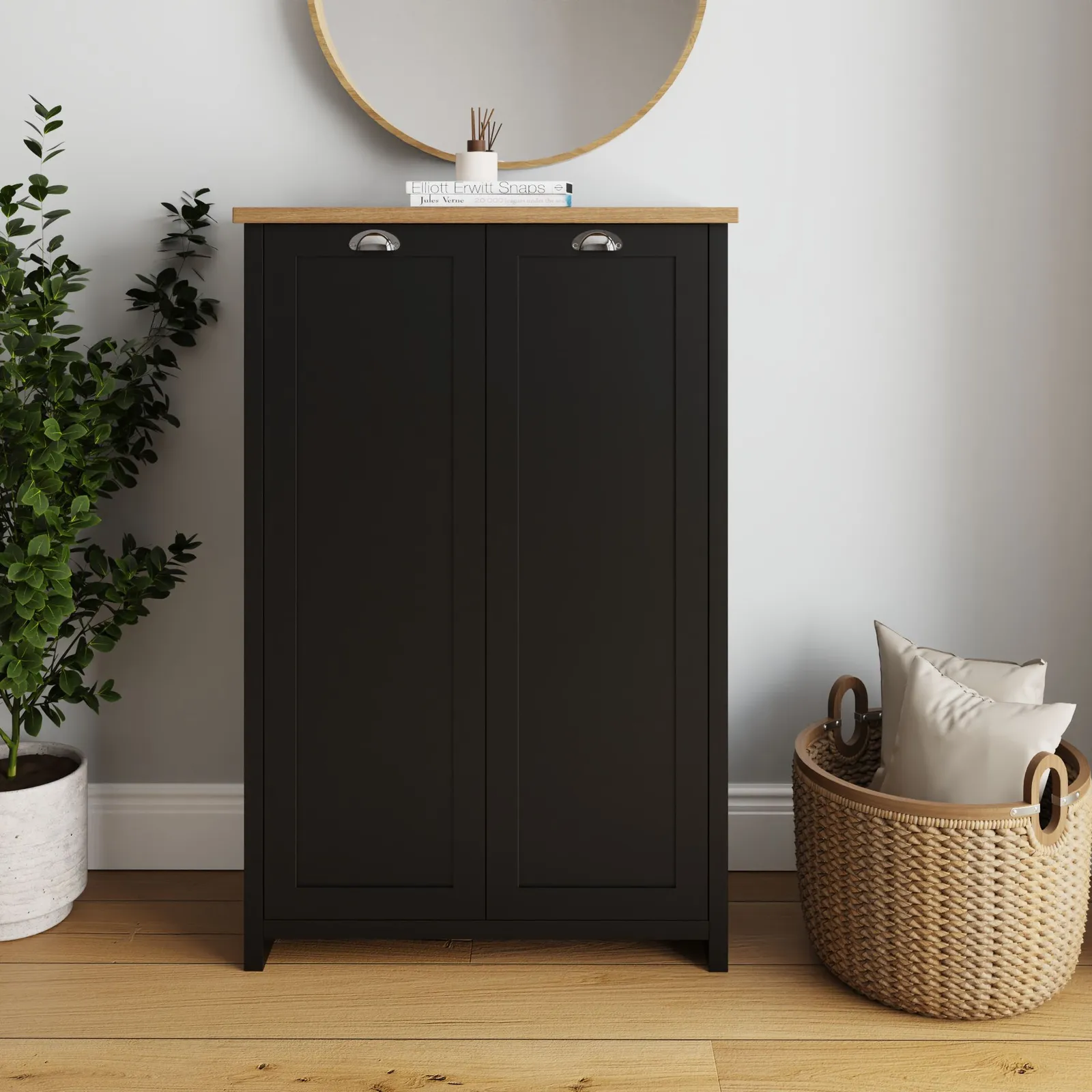 GFW Lancaster 2 Door Shoe Cabinet in Black 1