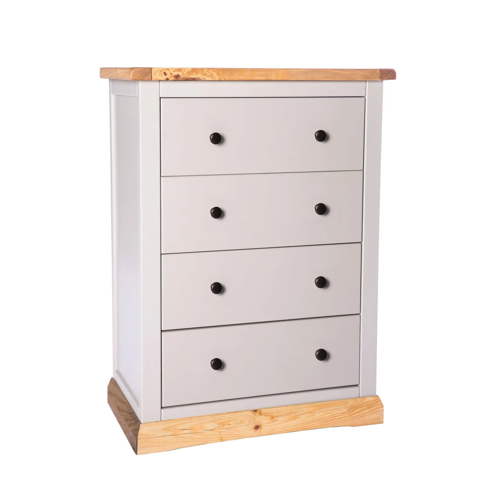 Cabinet Bits Bomporto 4 Drawer Chest of Drawers Brass Knob in Light Grey 2