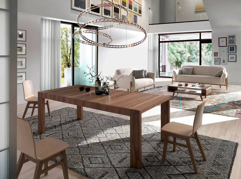 Angel Cerda Model Walnut Extendable Rectangular Dining Table 160 in Brown 3