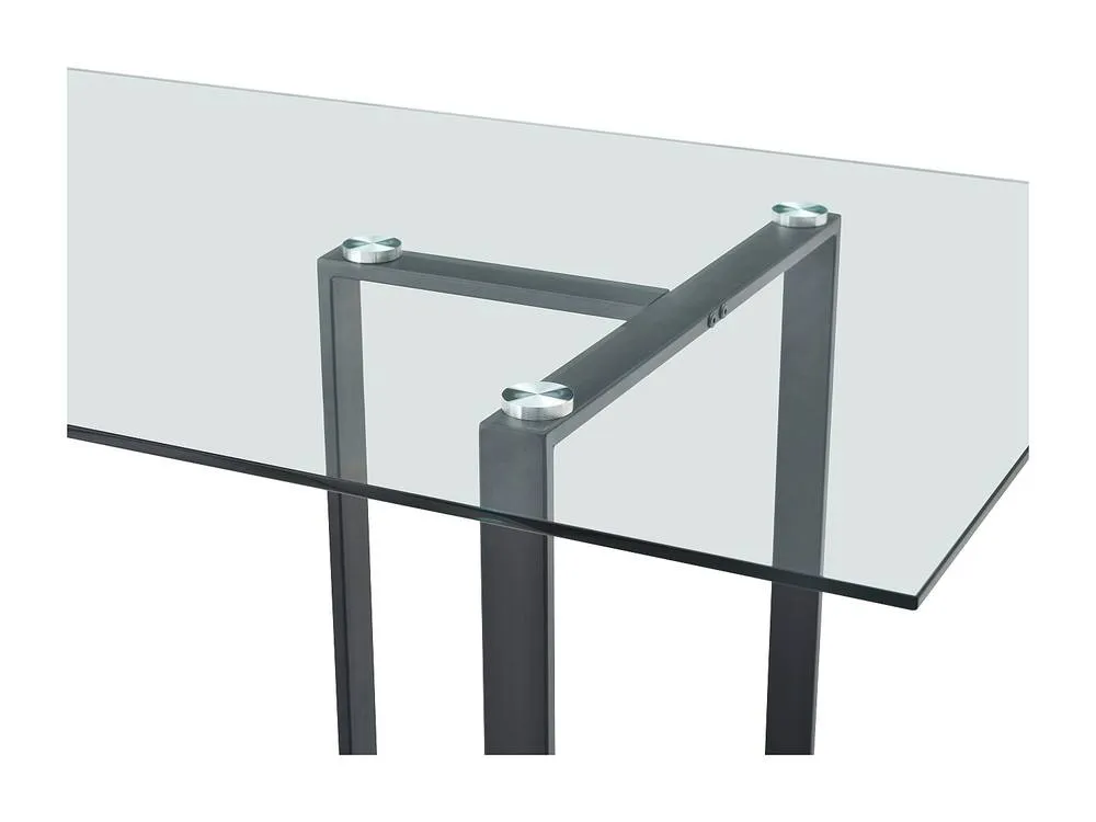 Vente-unique 6-Seat Dining Table - Tempered Glass & Metal - Transparent & Black in Clear 6