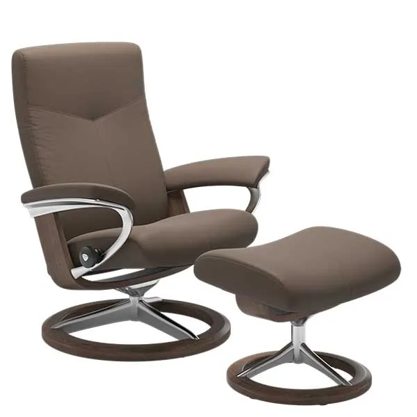 Stressless Large Dover Signature Chair Stool Batick Mole and Walnut