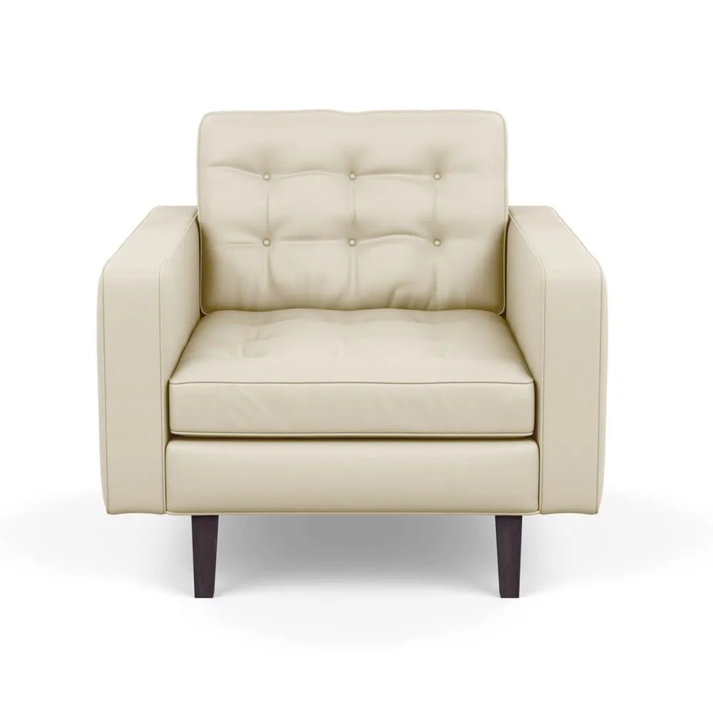 Heal's Hepburn Armchair Grain Leather Storm 006 Wenge Black Feet