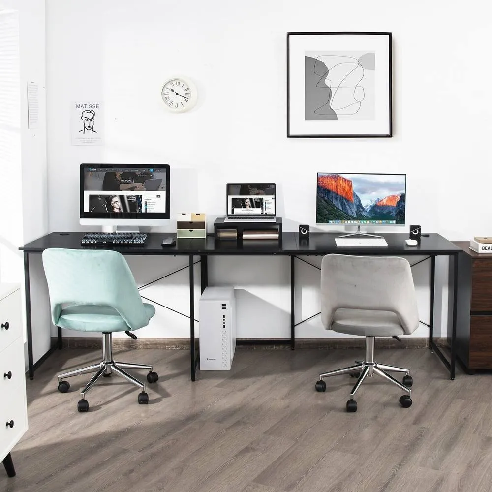 Costway L-Shaped Corner Computer Desk Reversible Study Writing Desk Workstation Home Office Laptop Black 5