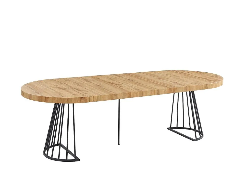 Vente-unique 2 - 12 Seater Extendable Dining Table - MDF & Steel - Natural and in Black 4