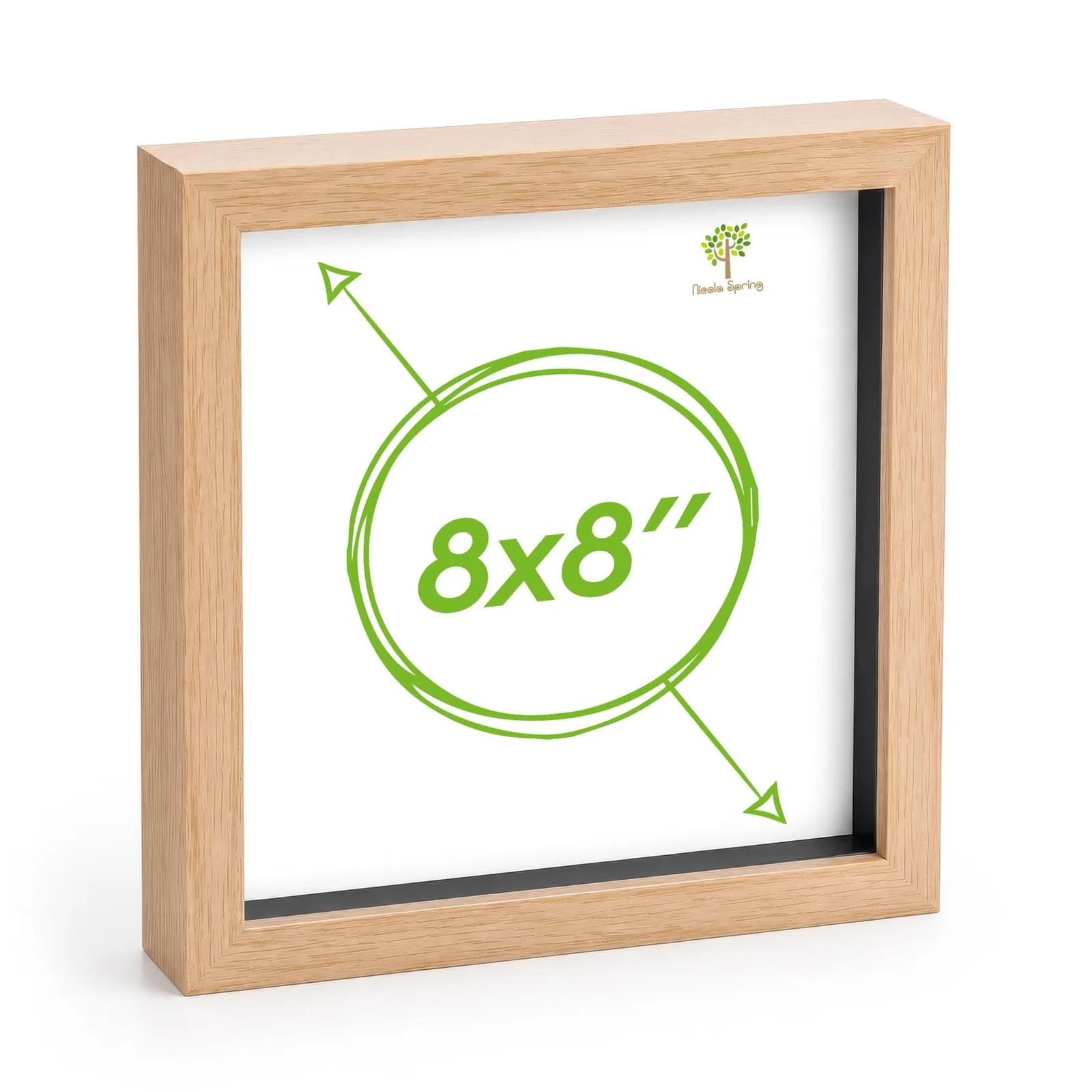 Nicola Spring 3D Box Photo Frame - 8 x 8" - Pack of 1 in Light Brown 1
